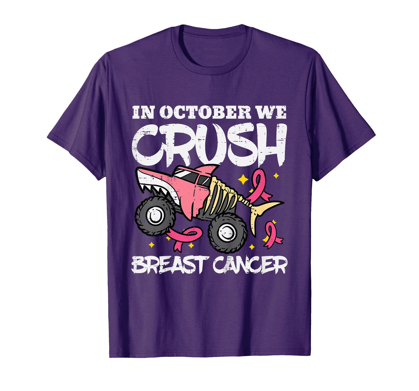 October Monster Truck Breast Cancer Halloween Toddler Boy T-Shirt