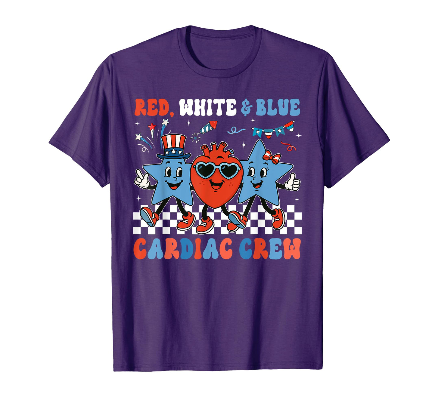 Cardiac Crew Red White Blue Cardiology Cath Lab 4th Of July T-Shirt