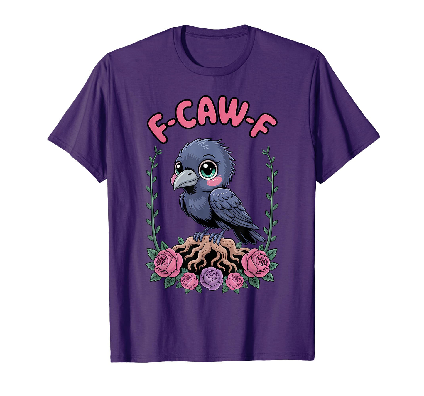 Funny F-Caw-F Kawaii Crow Sound Meme Humor T-Shirt