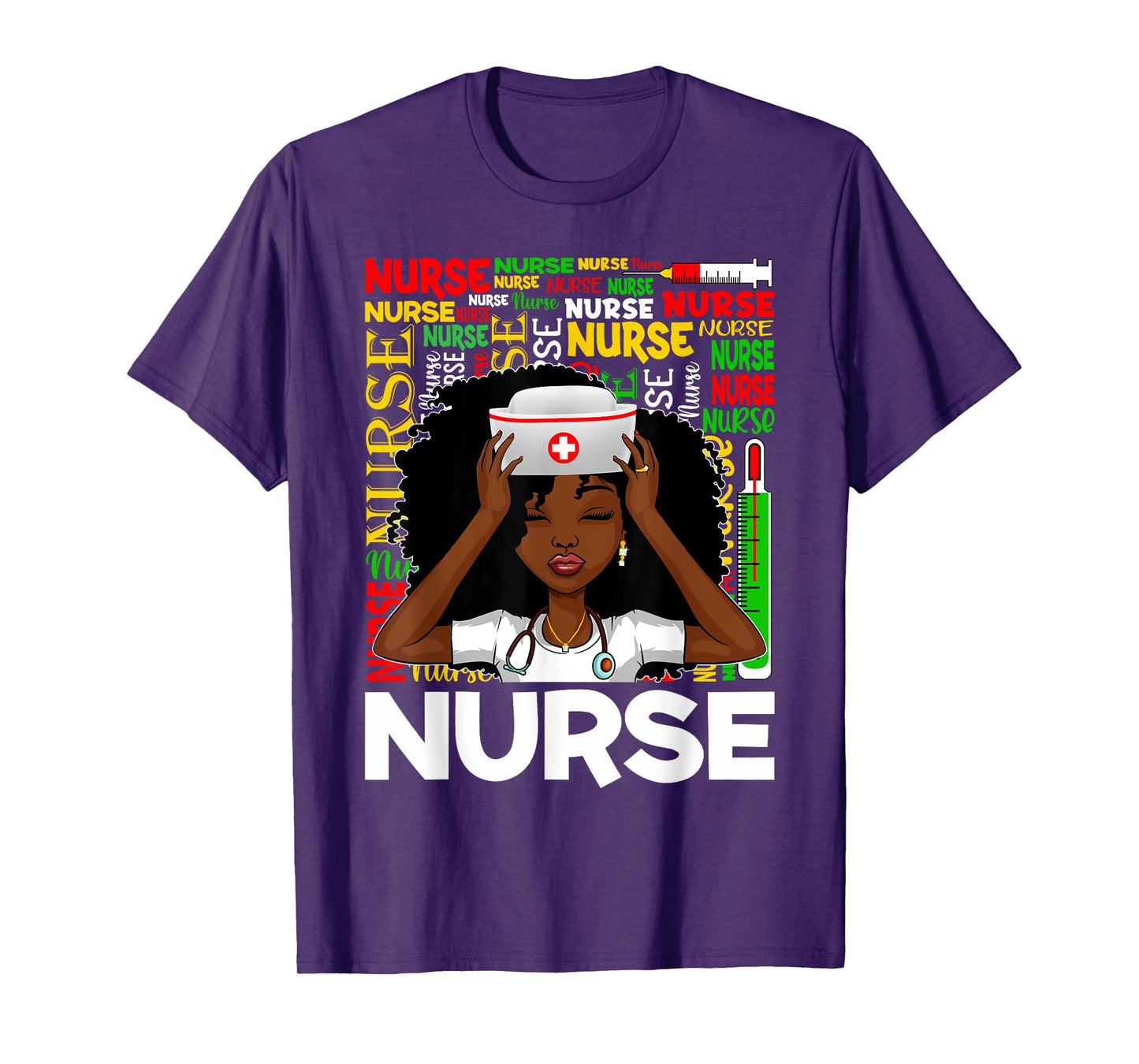 Black Nurse Afro Woman Melanin Girl Black History Juneteenth T-Shirt