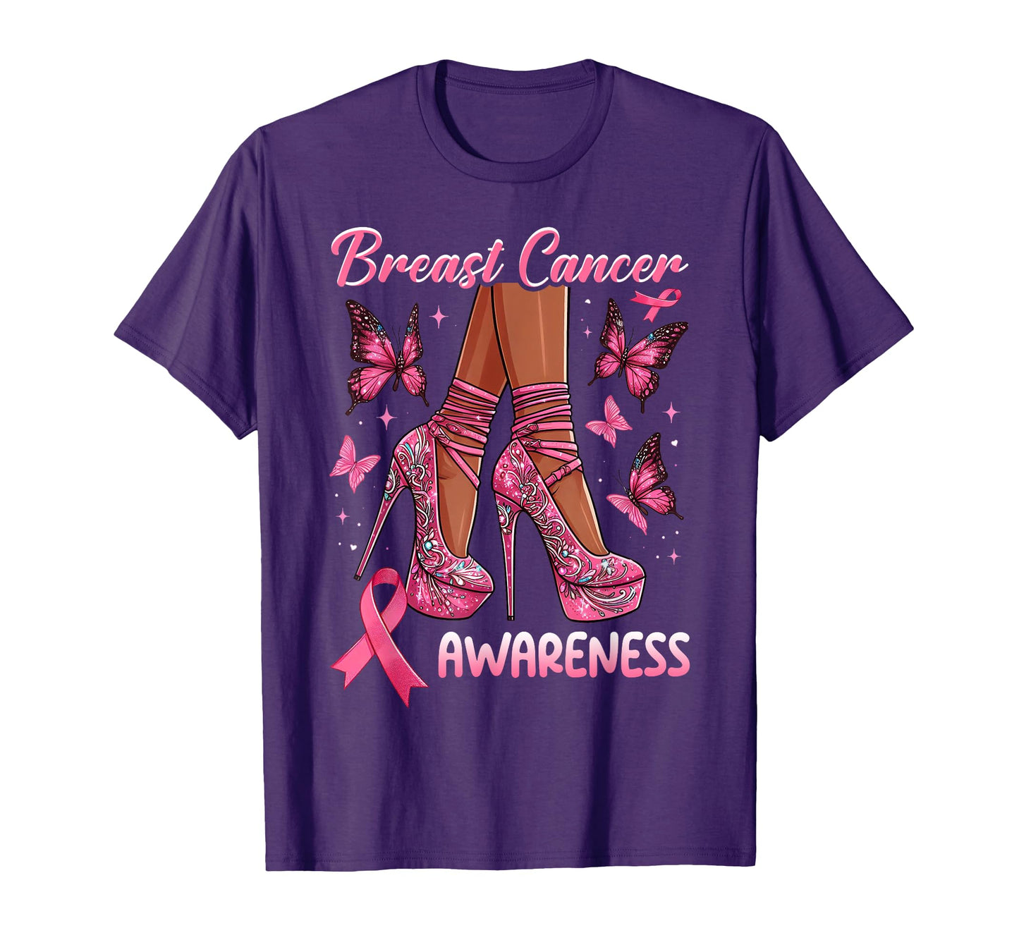Breast Cancer Awareness African American Women Pink Ribbon T-Shirt