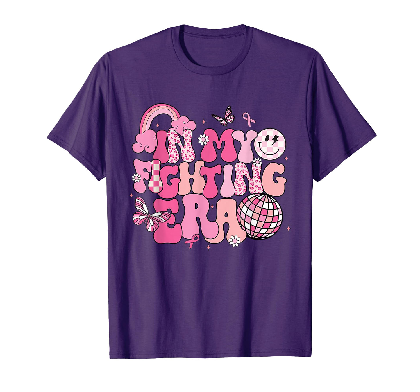 Retro Groovy In My Fighting Era Breast Cancer Awareness T-Shirt