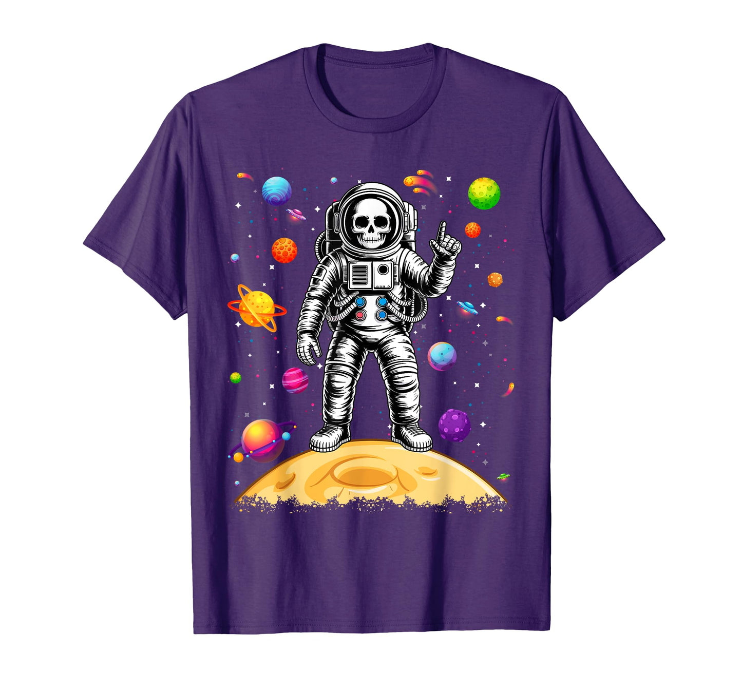 Space Astronaut Skeleton Skull Halloween T-Shirt