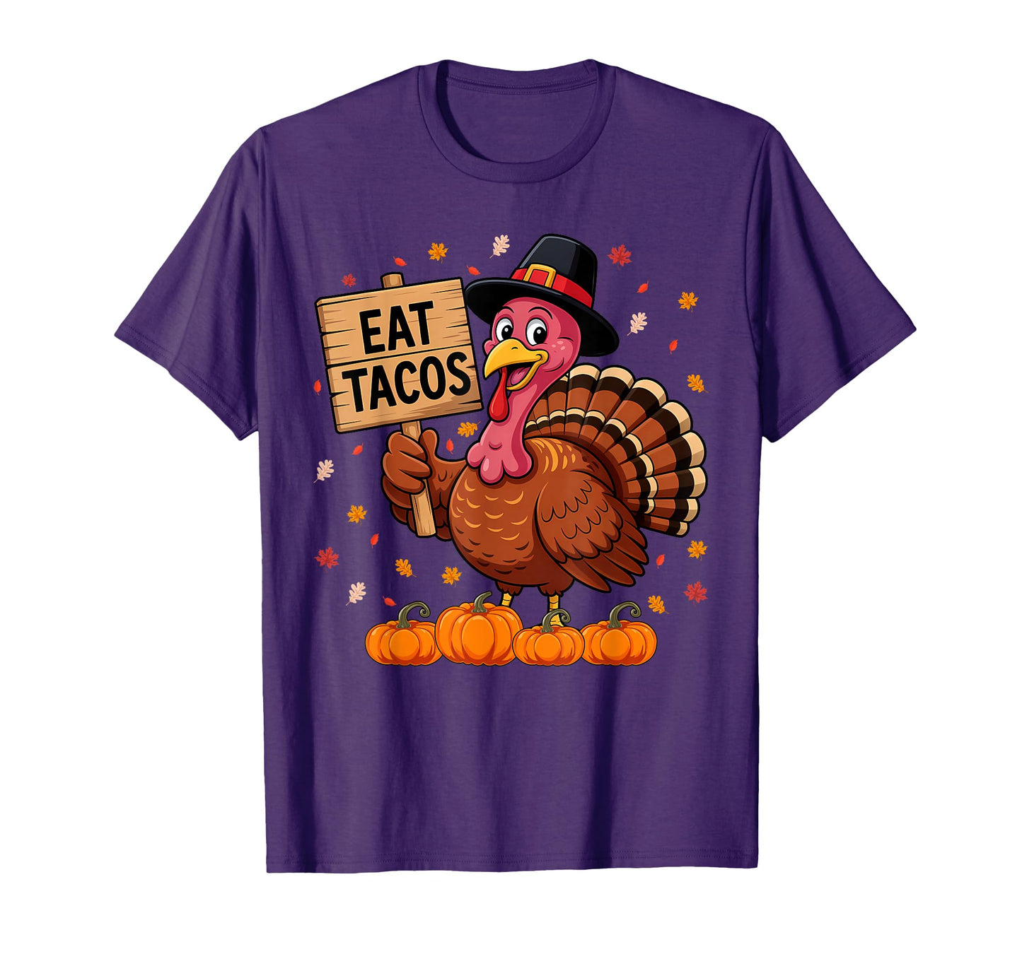Funny Turkey Thanksgiving Eat Tacos Vegan Pilgrim Kids T-Shirt