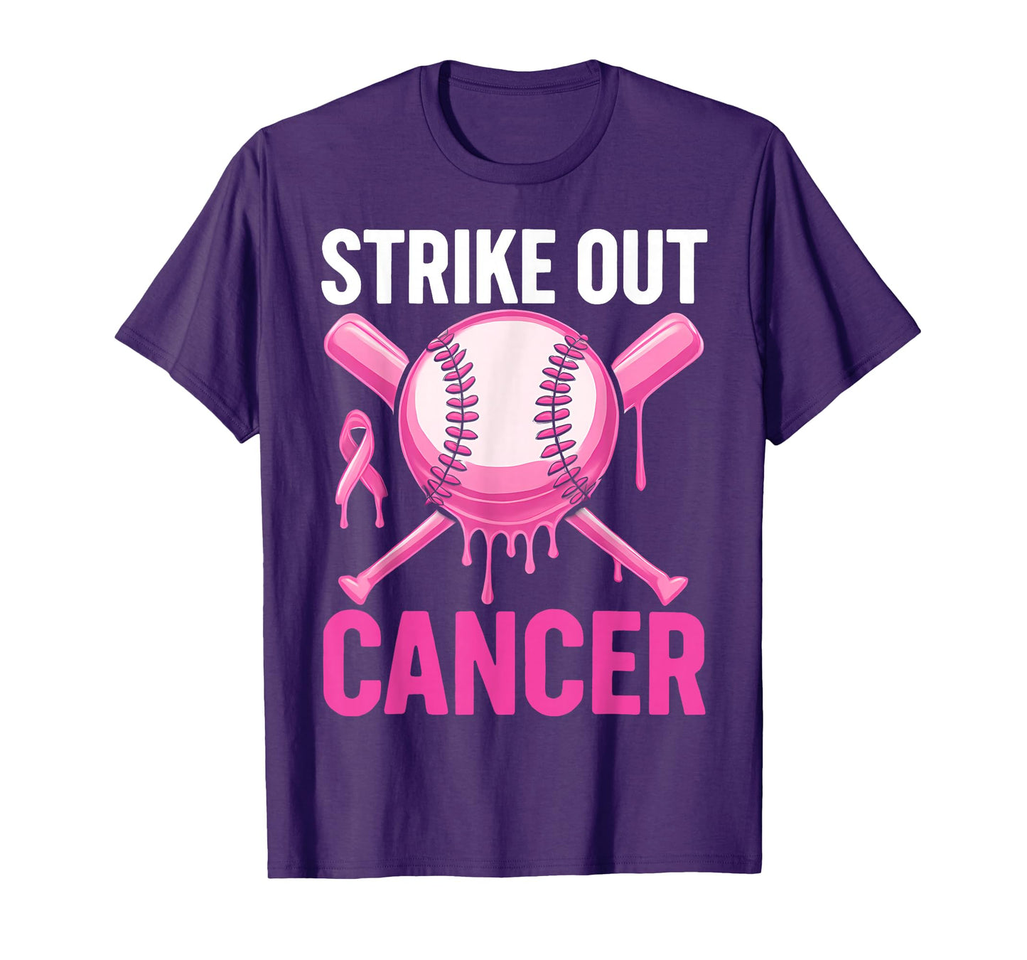 Strike Out Cancer Breast Cancer Awareness Baseball Warrior T-Shirt