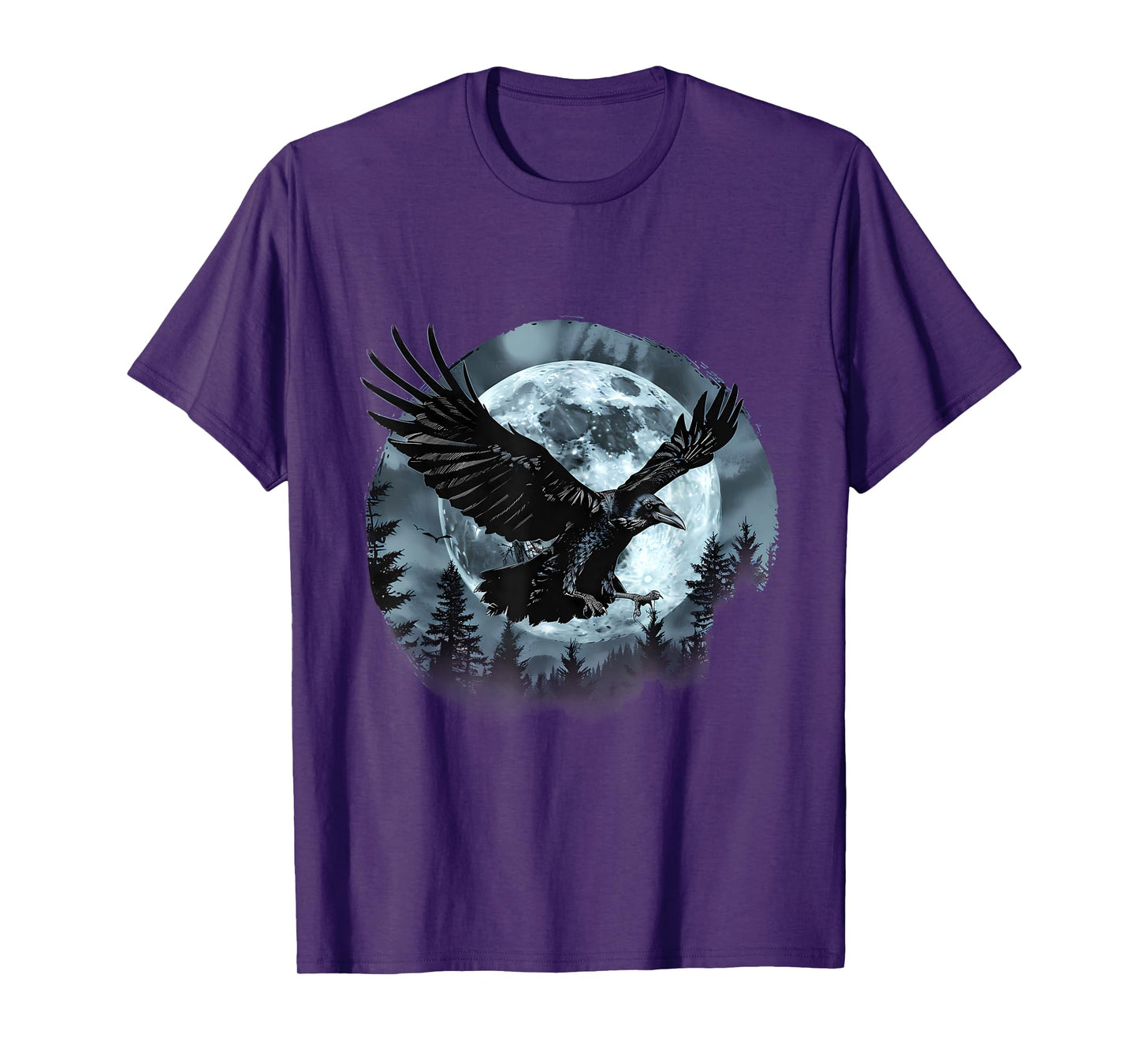 Halloween Raven Forest Spooky Moon Trick Or Treat Artwork T-Shirt