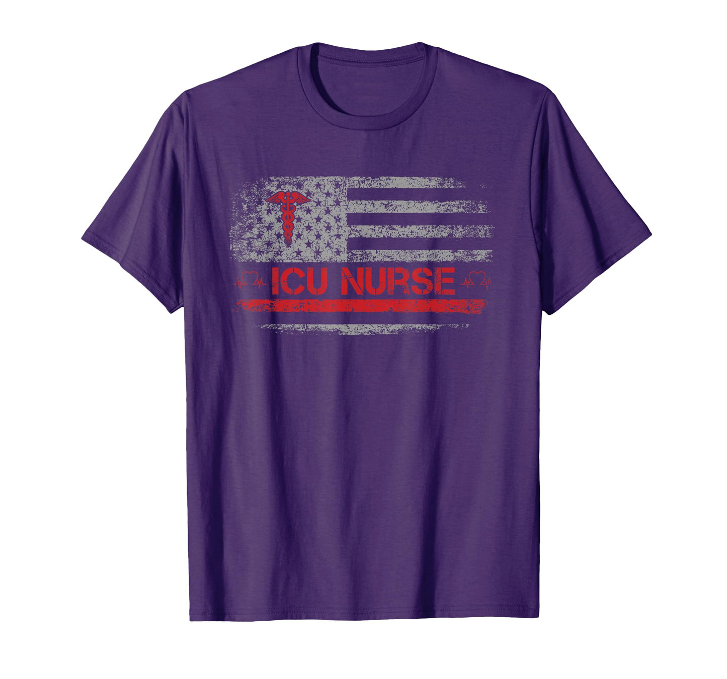ICU Nurse Intensive Care Unit American Flag For Women Men T-Shirt