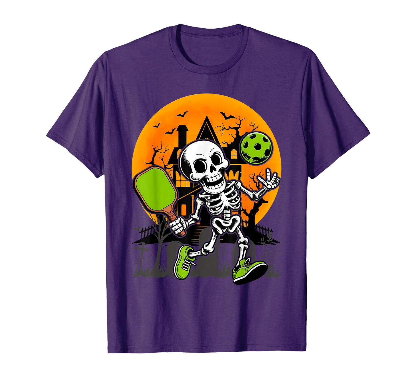 Pickle Ball Skeleton Paddleball Player Halloween Pickleball T-Shirt