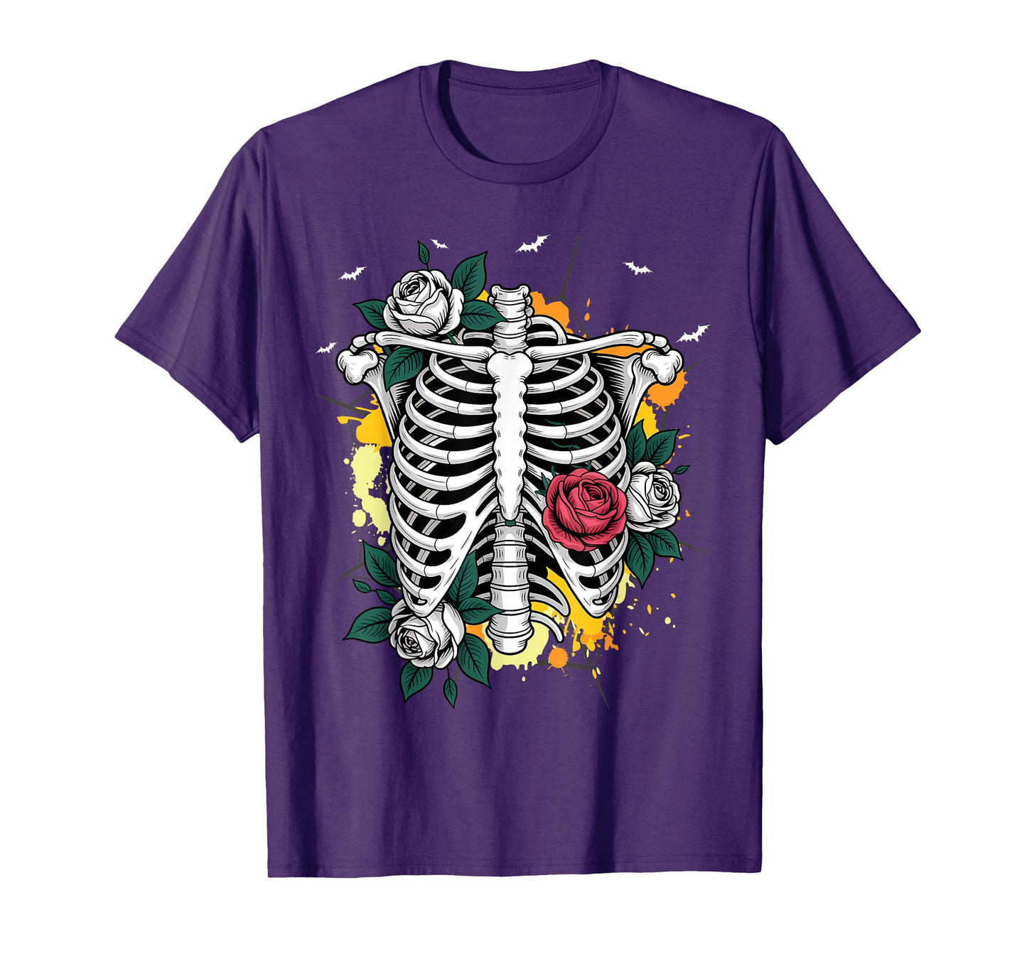 Rib Cage with Flowers Halloween XRay Skeleton Candy T-Shirt