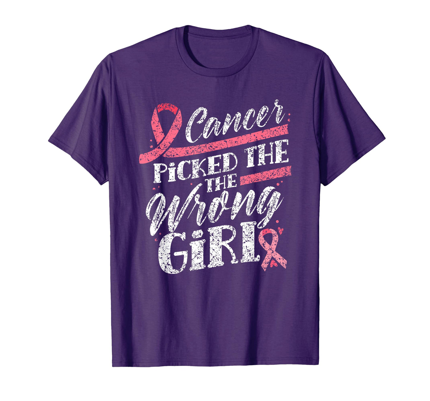 Cancer Picked The Wrong Girl Pink Fight Breast Cancer T-Shirt