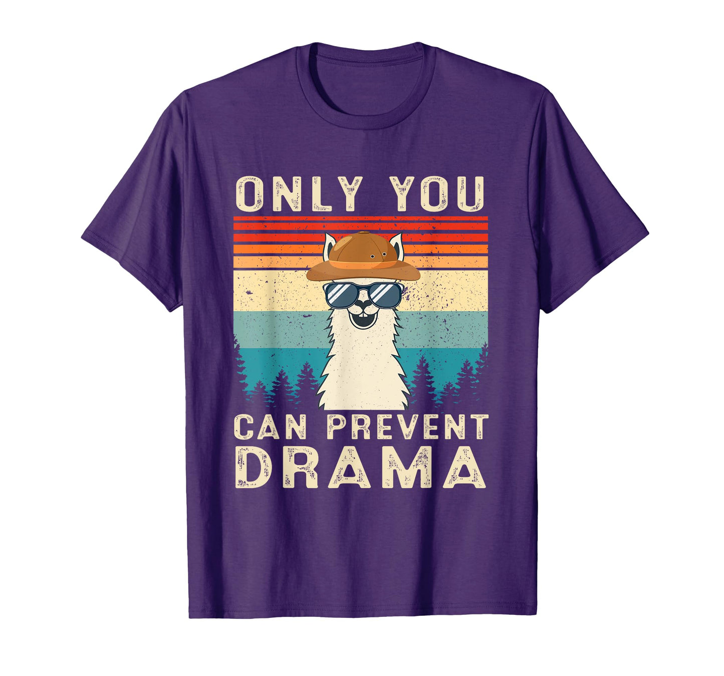Only You Can Prevent Drama Llama Funny Camping Camper Retro T-Shirt