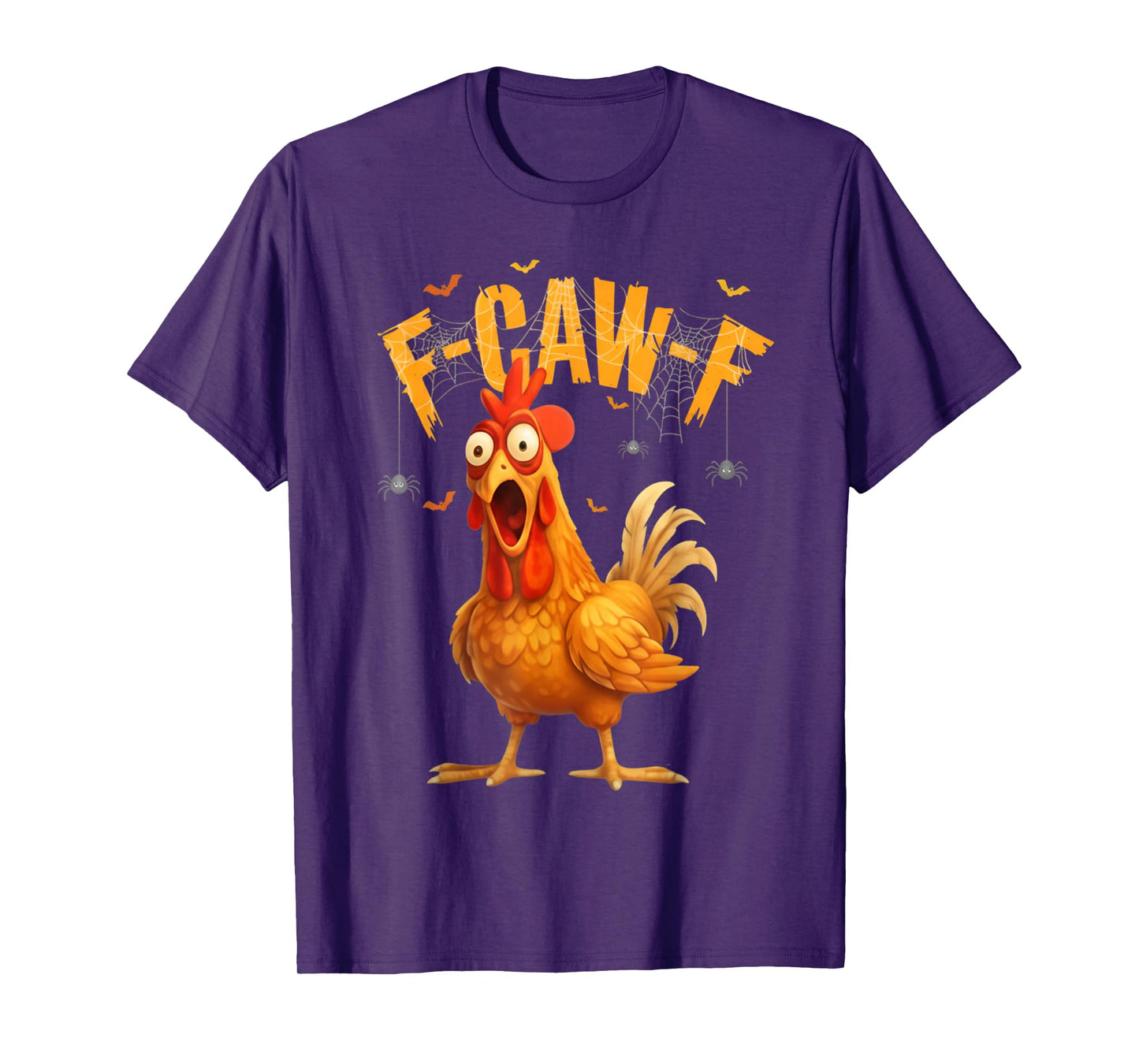 Scared Chicken F-Caw-F Halloween Tee T-Shirt