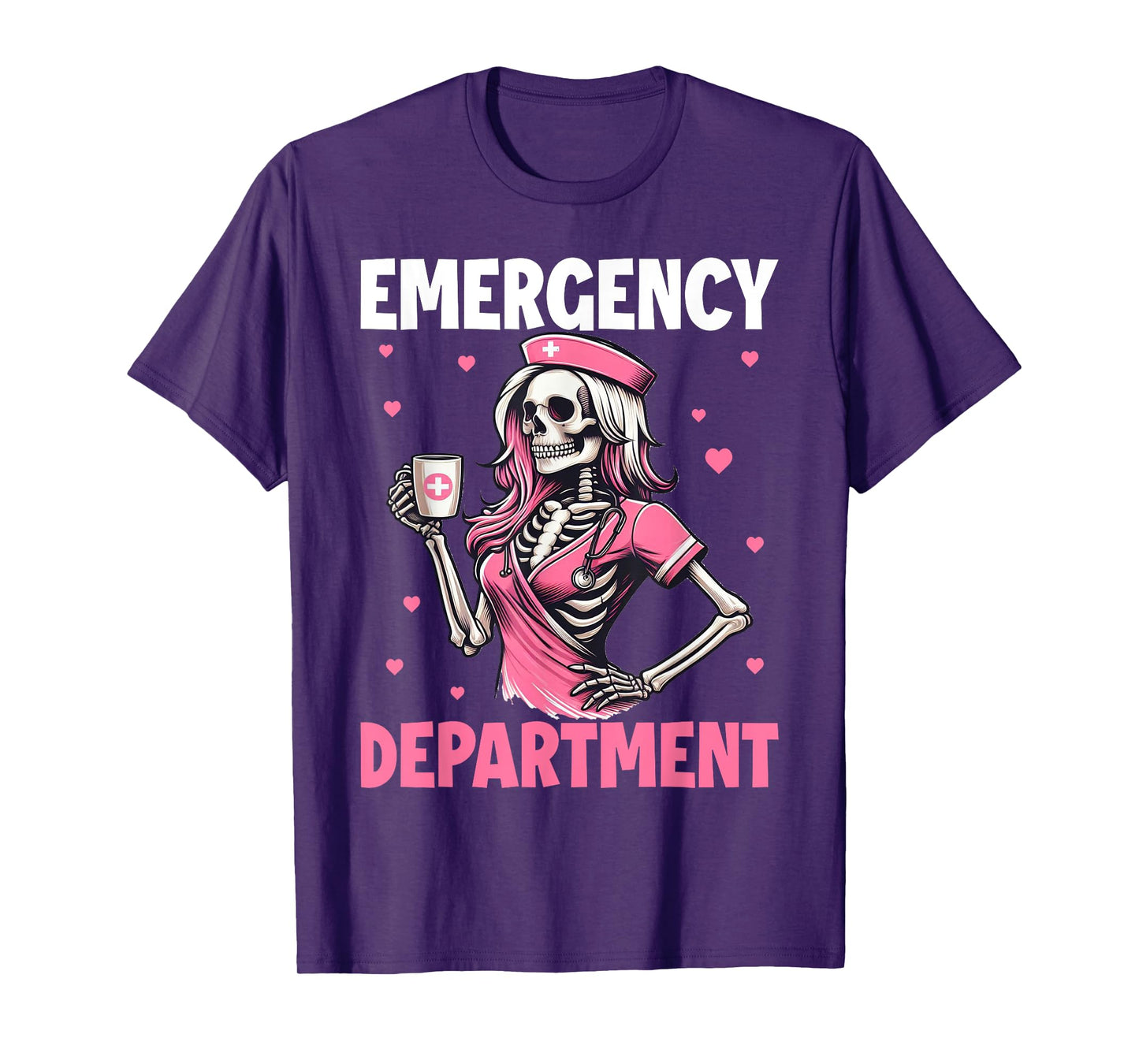 Valentine Er Nurse Emergency Department Room Skeleton Nurse T-Shirt