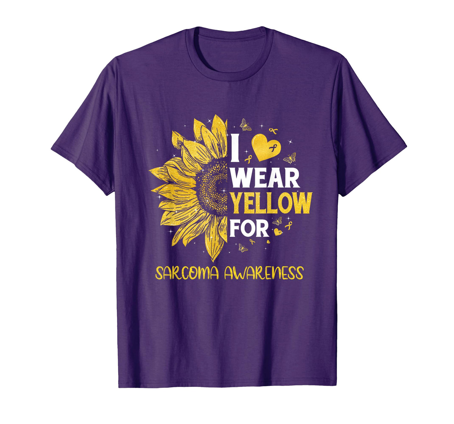 Sunflower I Wear Yellow Ribbon Sarcoma Awareness T-Shirt