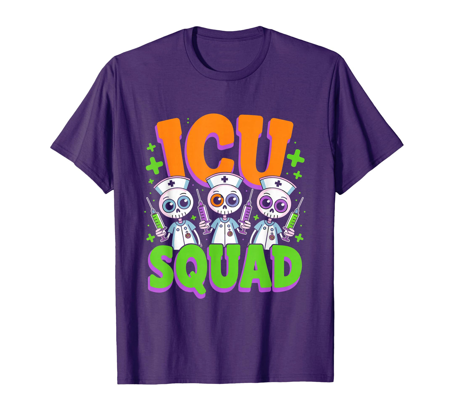 ICU Squad Skeleton Nurse Funny Halloween Costume T-Shirt