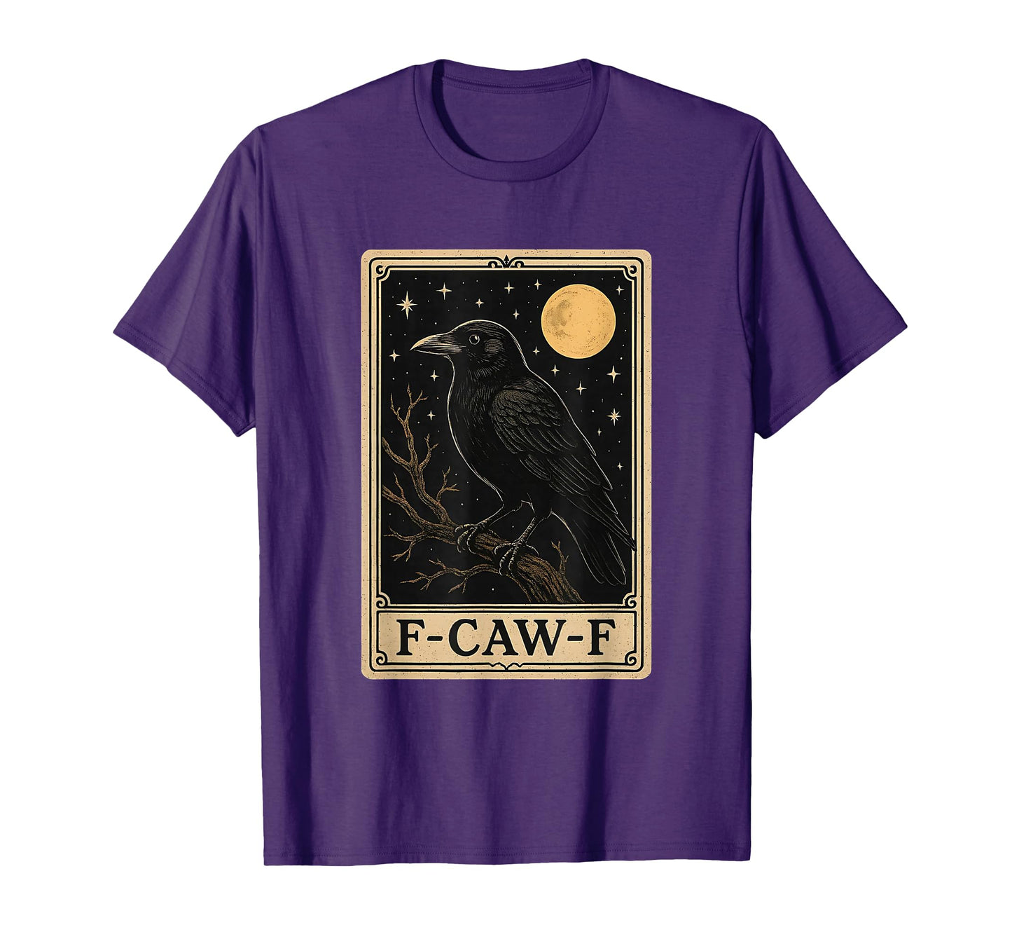 Funny F-Caw-F Black Crow Tarot Card Moon Gothic Adult Humor T-Shirt