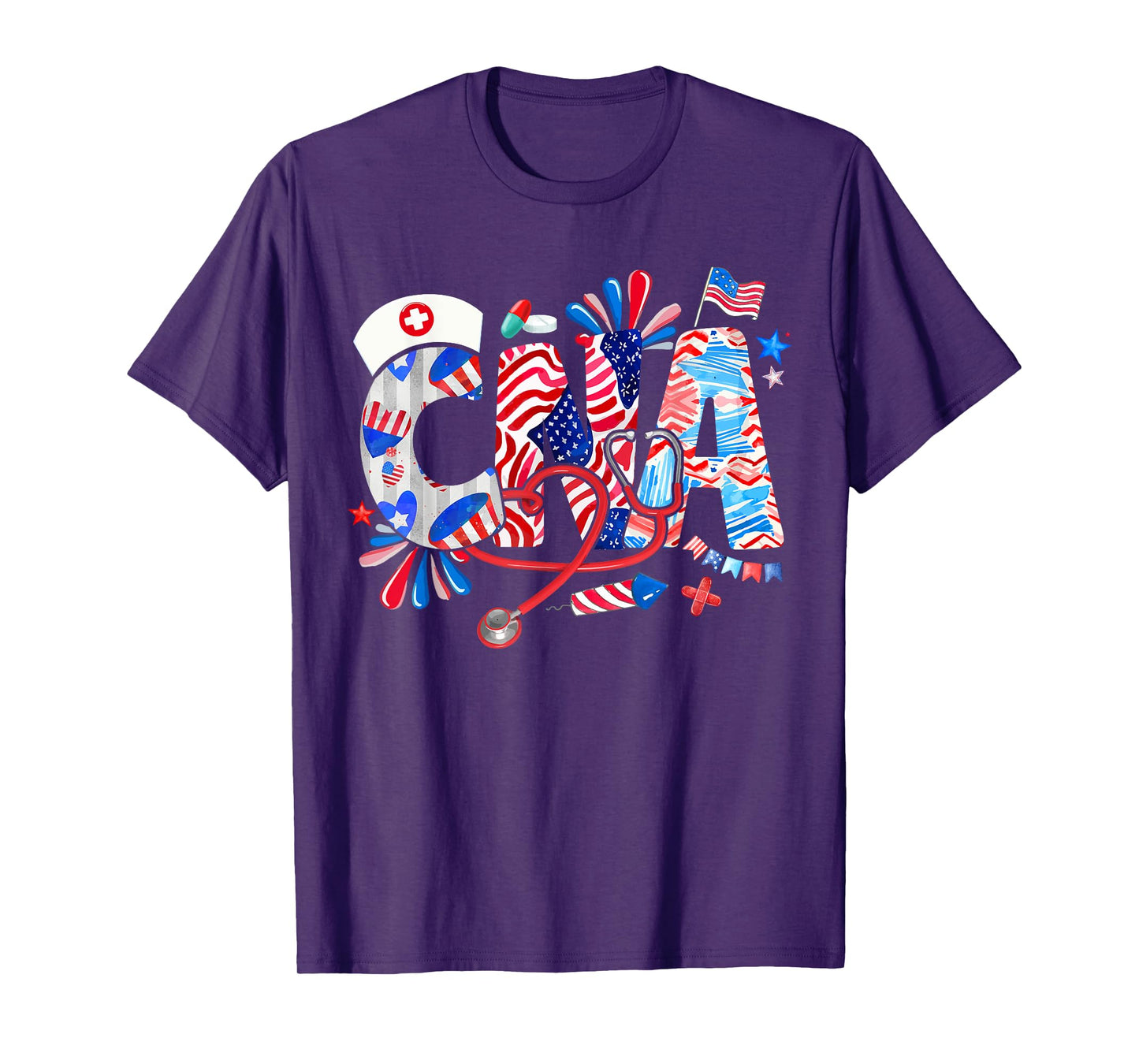 CNA 4th Of July US Flag Fireworks Patriotic Job Team T-Shirt