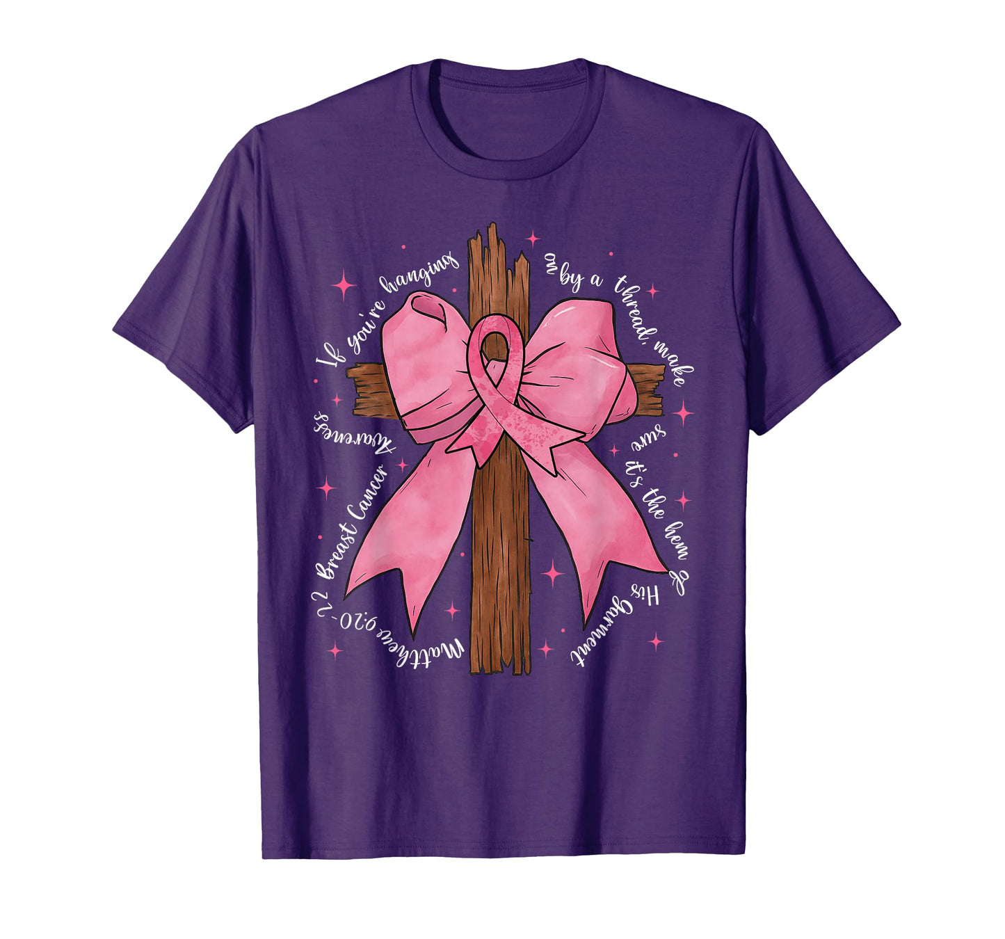 Jesus Pink Coquette Bow Cross Breast Cancer Awareness T-Shirt
