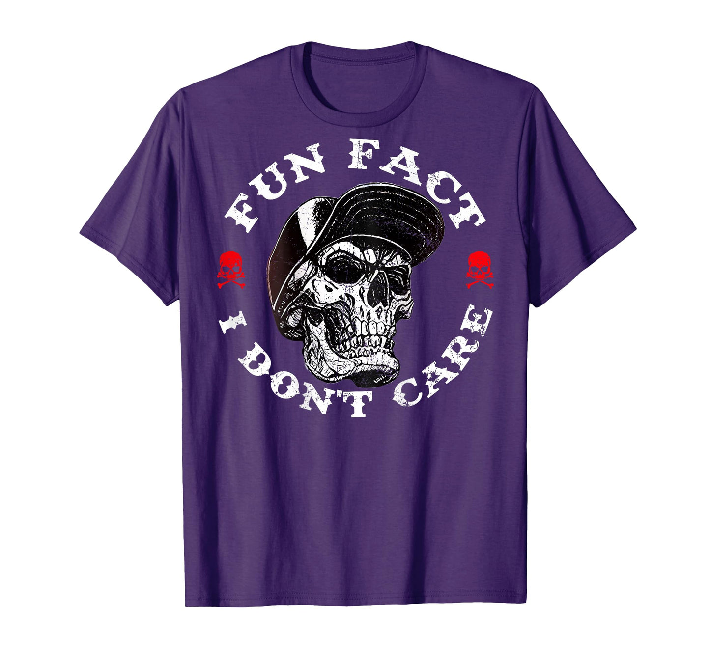 Fun Fact I Don't Care Funny Skeleton Sarcastic Humor (Back) T-Shirt