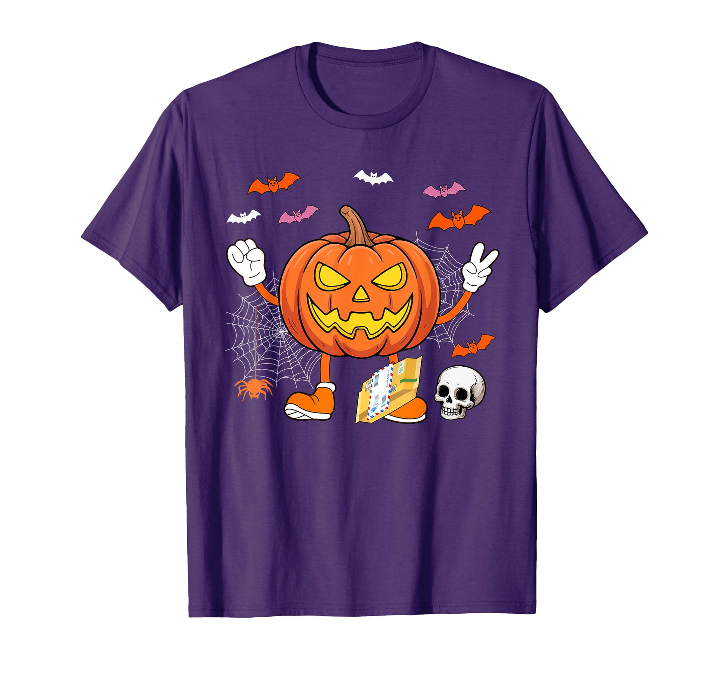Postal Worker Job Horror Carved Pumpkin Halloween Team T-Shirt