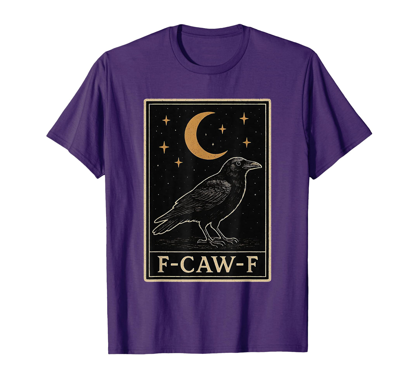 Funny F-Caw-F Tarot Card Moon Gothic Black Crow Adult Humor T-Shirt