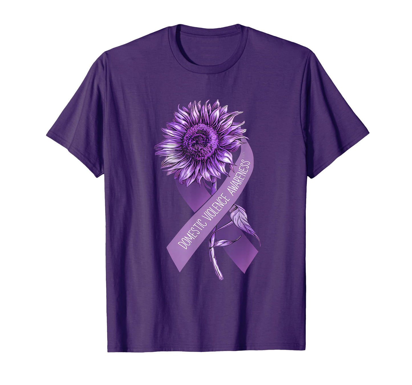 Domestic Violence Awareness Sunflower Purple Ribbon T-Shirt