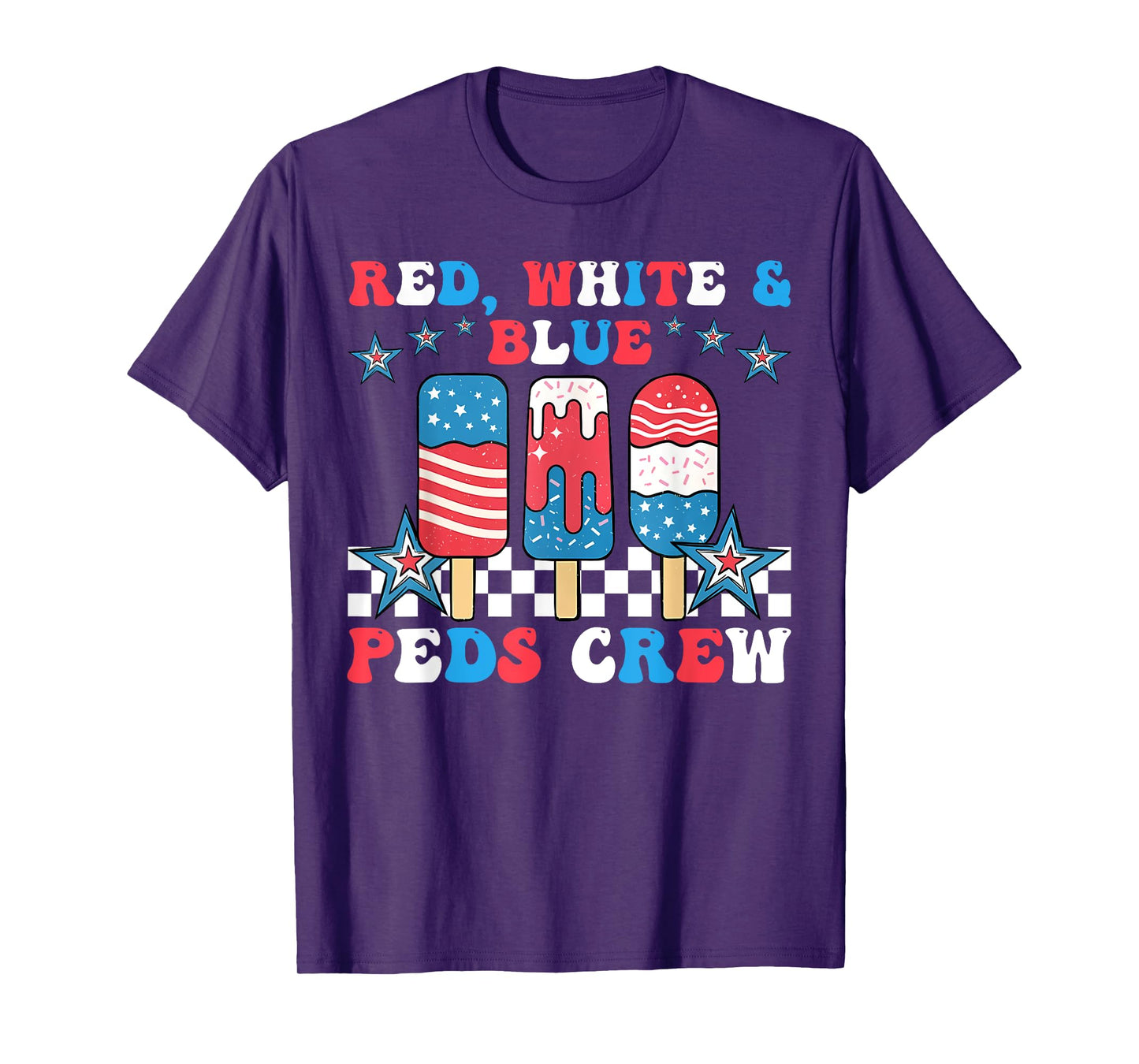 Red White Blue PEDS Crew Ice Cream 4th July Pediatric Nurse T-Shirt