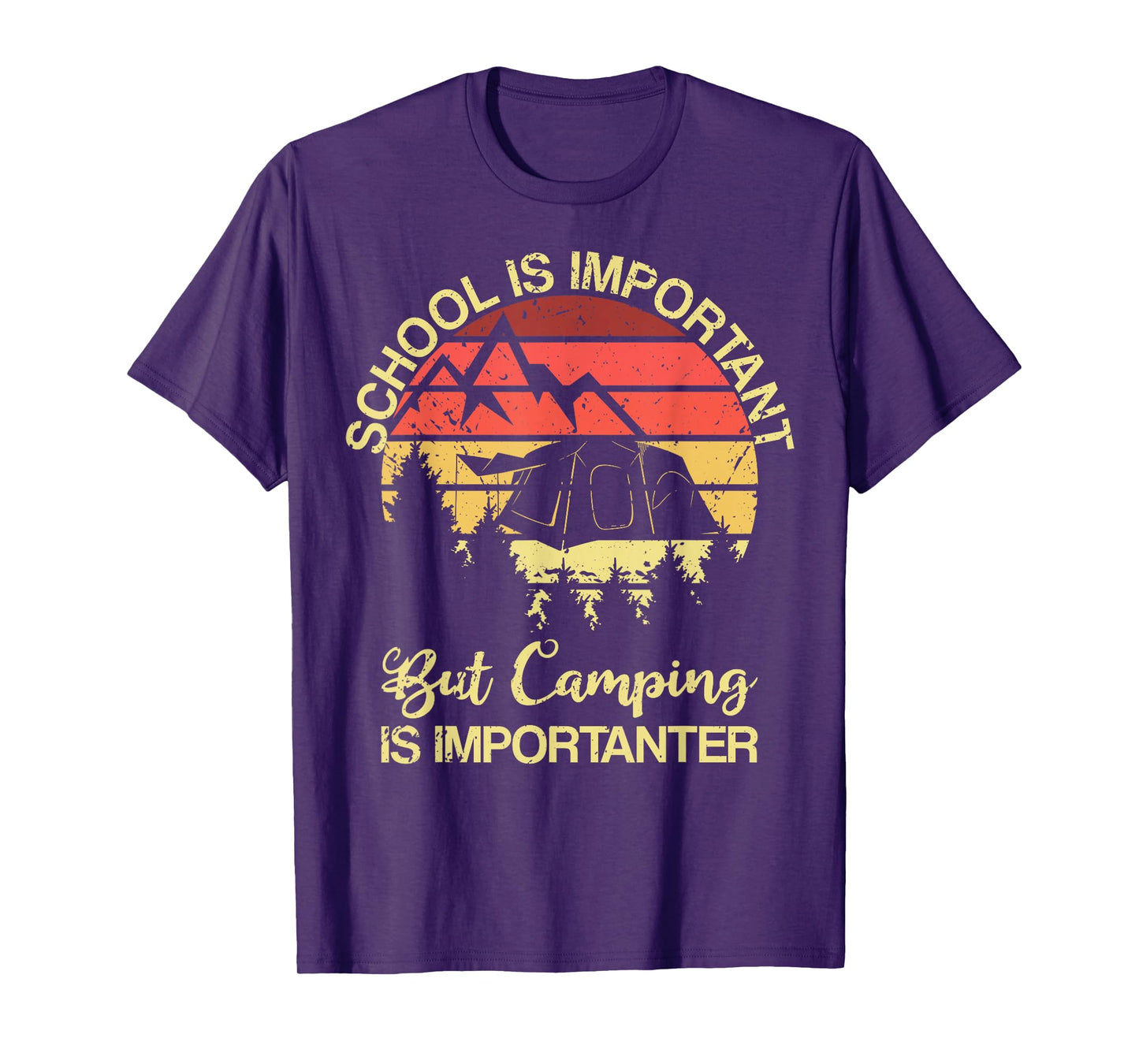 School Is Important But Camping Is Importanter Youth Kids T-Shirt