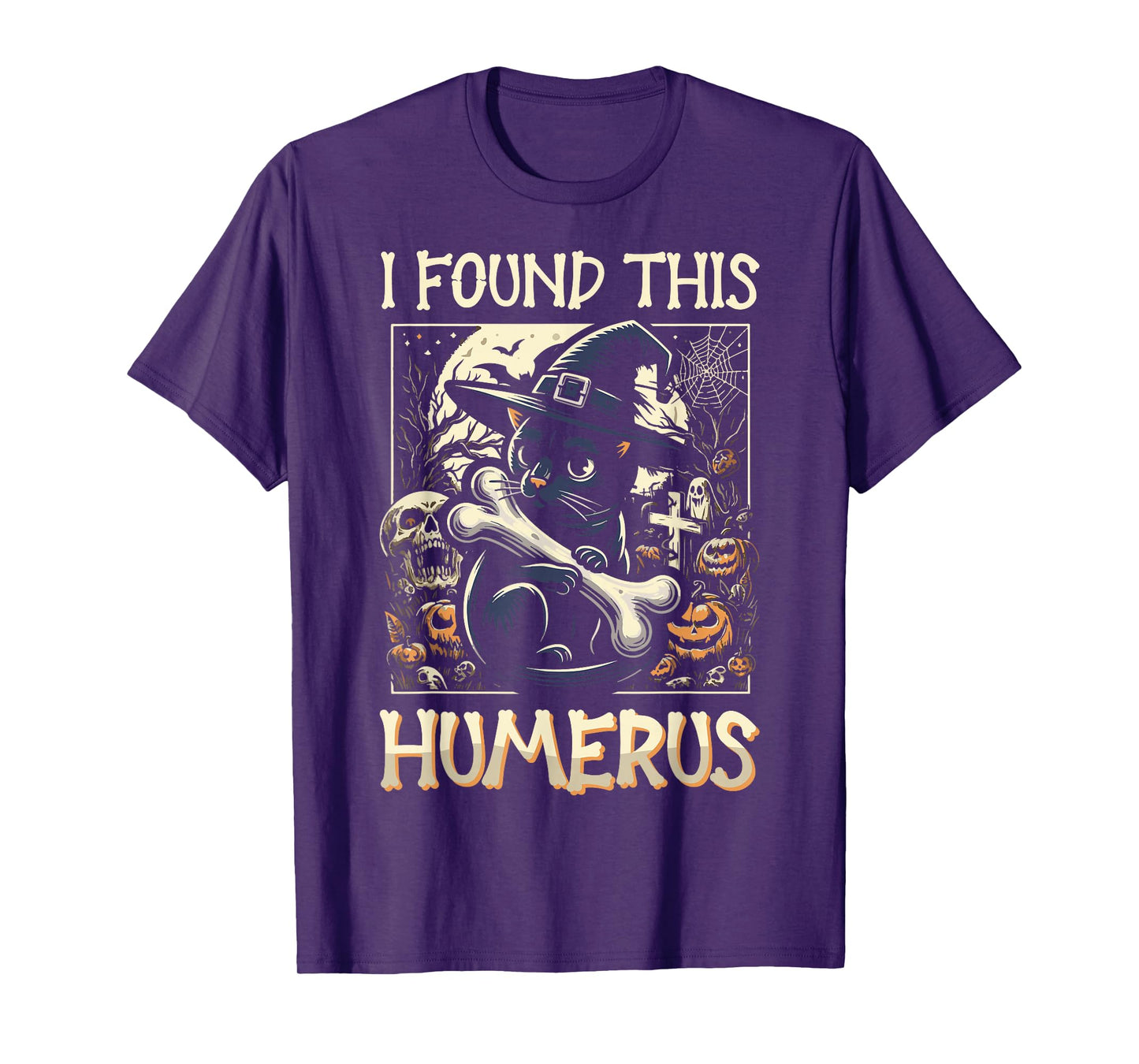 I Found This Humerus - Funny Cat Halloween T-Shirt