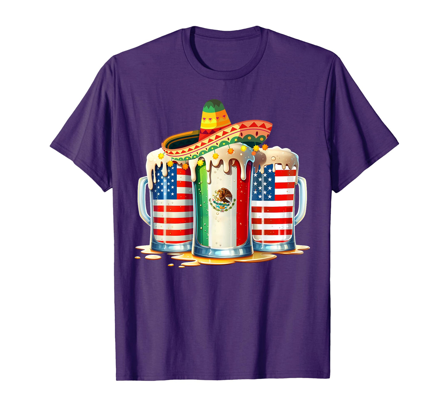 Cinco de Mayo Beer Mexican USA Flag Drinking Party Men Women T-Shirt