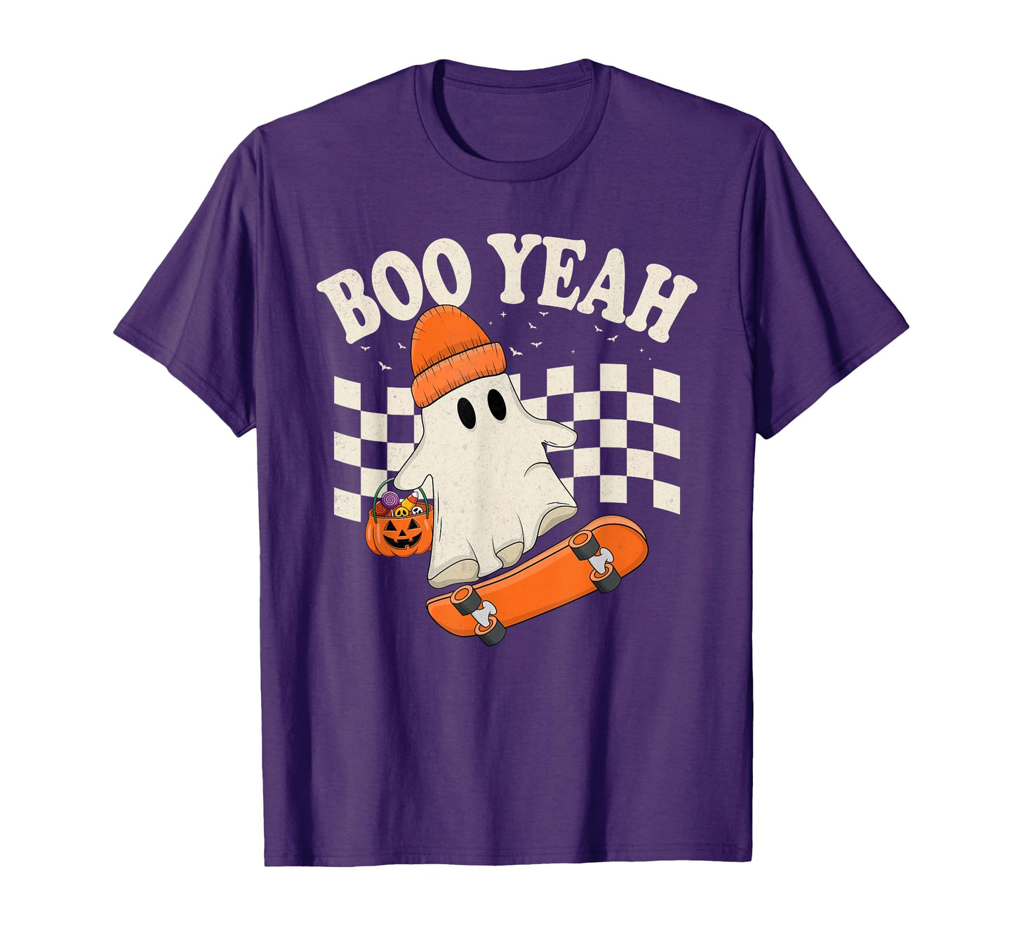 Boo Yeah Ghost Skateboarding Funny Halloween Ghost T-Shirt