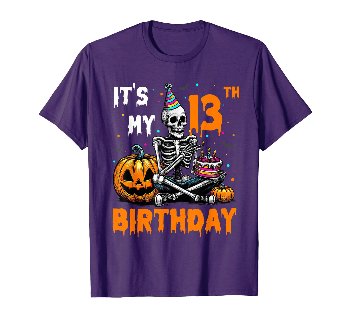 Skeleton 13th Birthday Halloween Party Kids 13 Years Gift T-Shirt