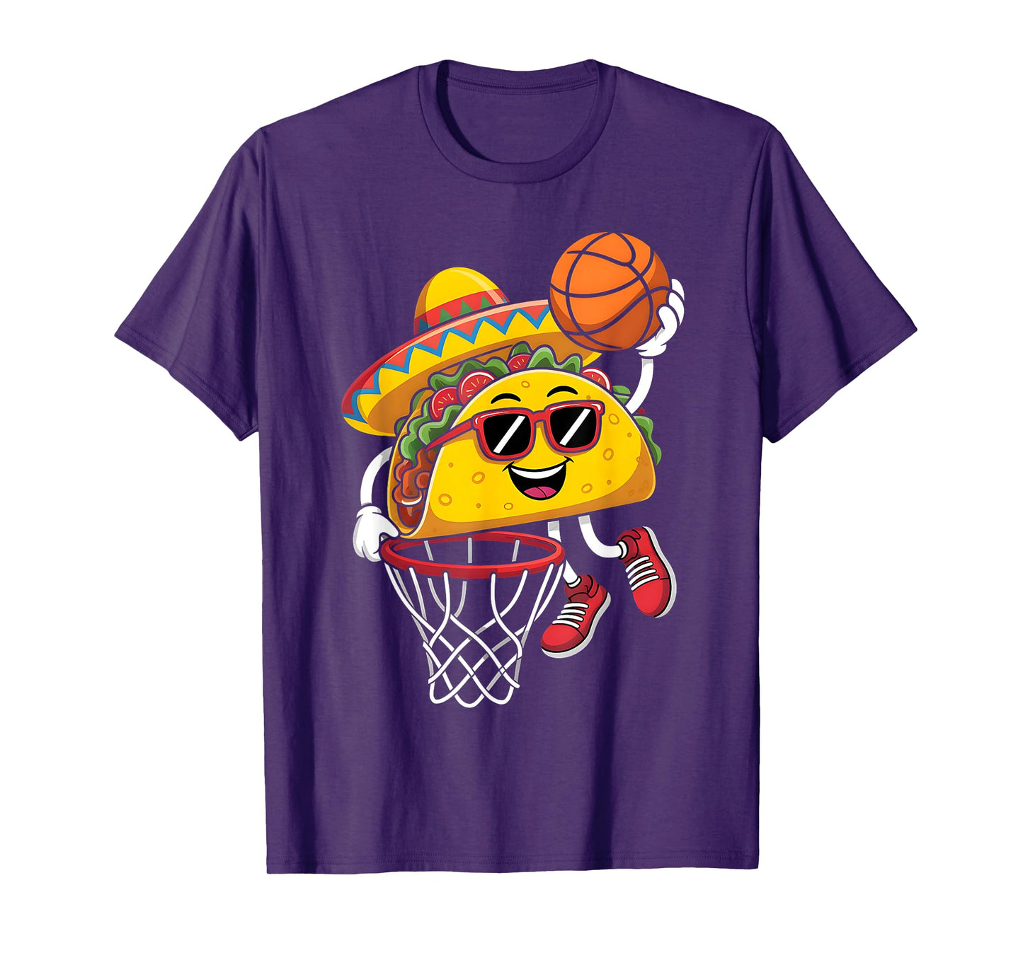 Taco Playing Basketball Mexican Food Cinco De Mayo Kids T-Shirt