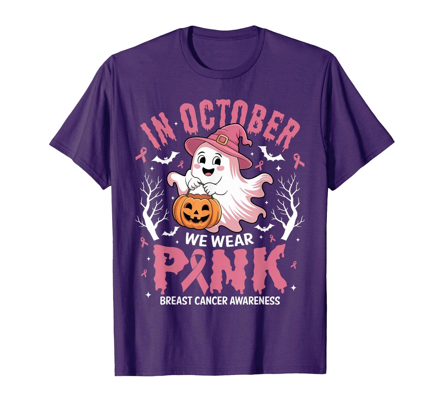 Breast Cancer Women Halloween in October We Wear Pink T-Shirt