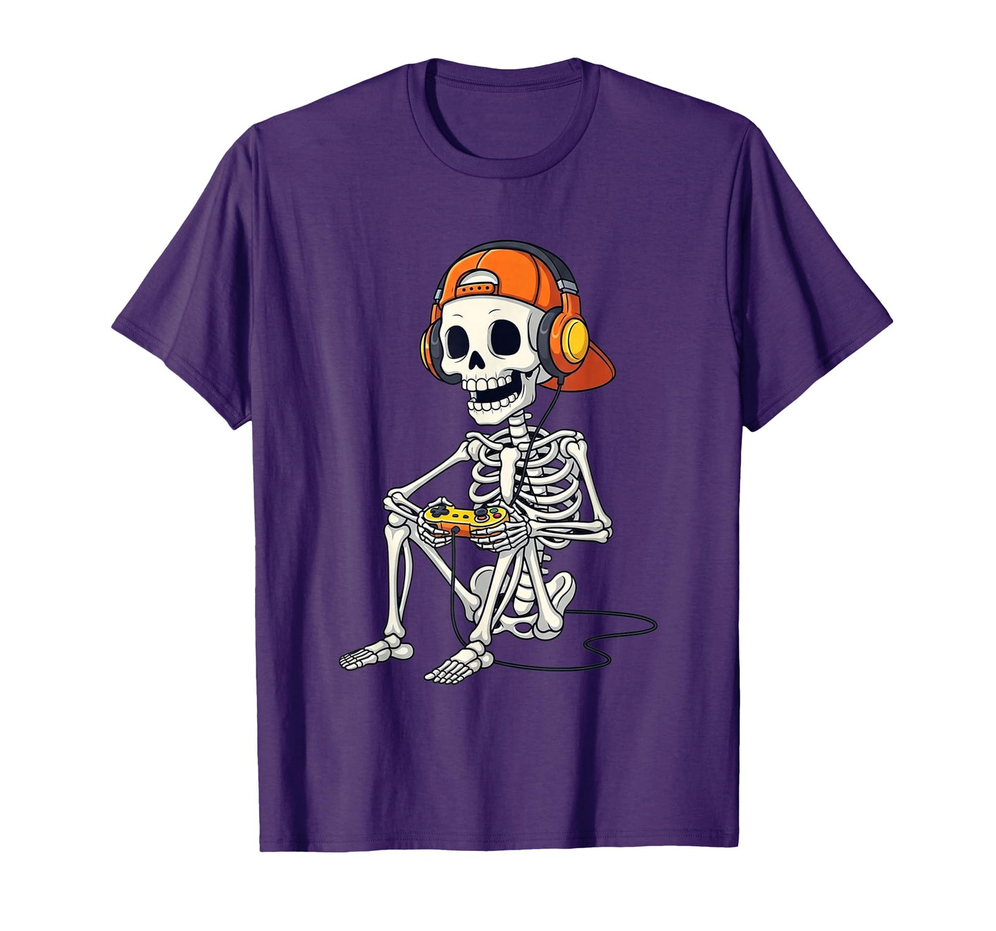 Halloween Skeleton Gamer Video Gaming Boys Men Kids Tees T-Shirt