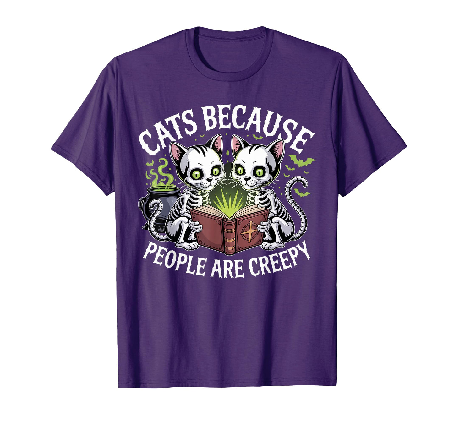 Cats Because People are Creepy Ghost Halloween Cat Mom Kids T-Shirt