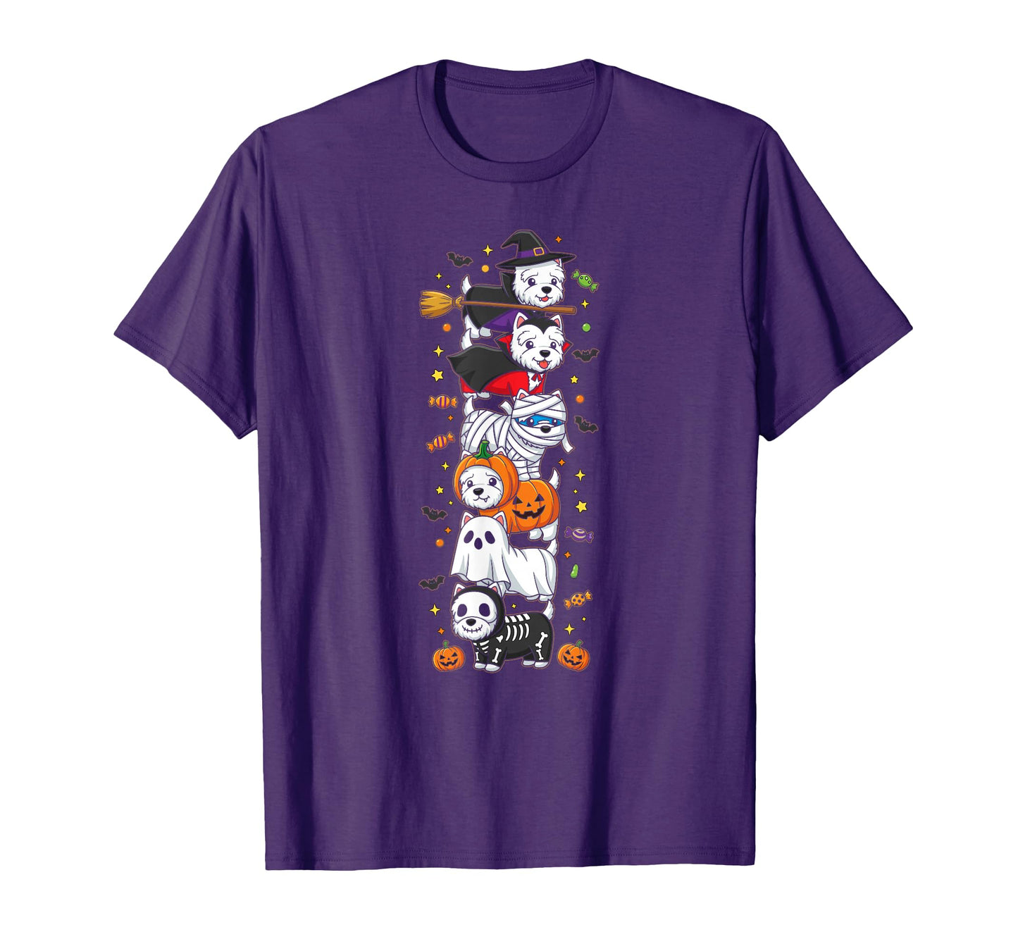 West Highland White Terrier Witch Vampire Ghost Halloween T-Shirt