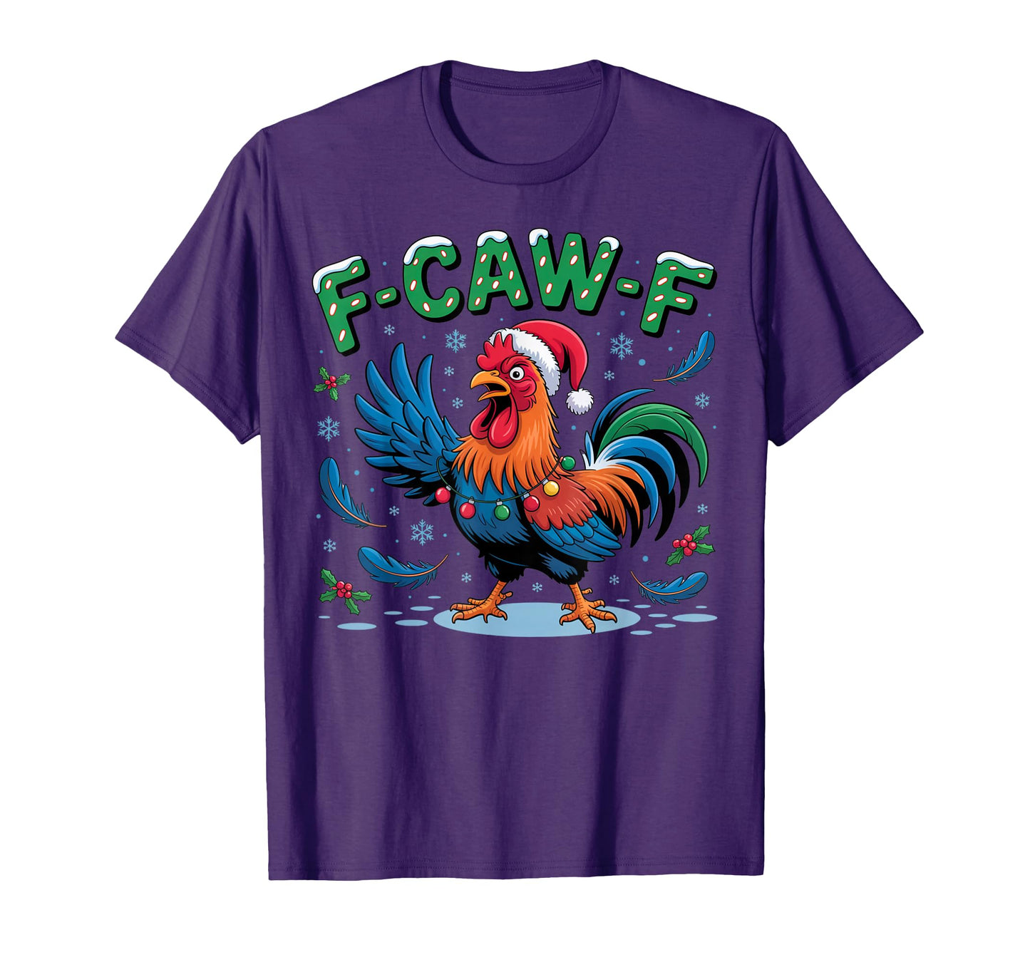 F-CAW-F Rooster Meme Christmas Hat Humor Santa Joke FCAWF T-Shirt