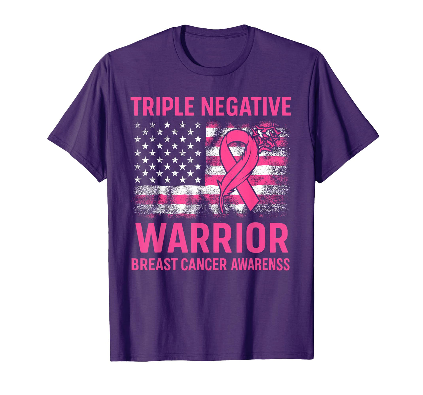 Triple Negative Warrior Pink Ribbon Breast Cancer Awareness T-Shirt