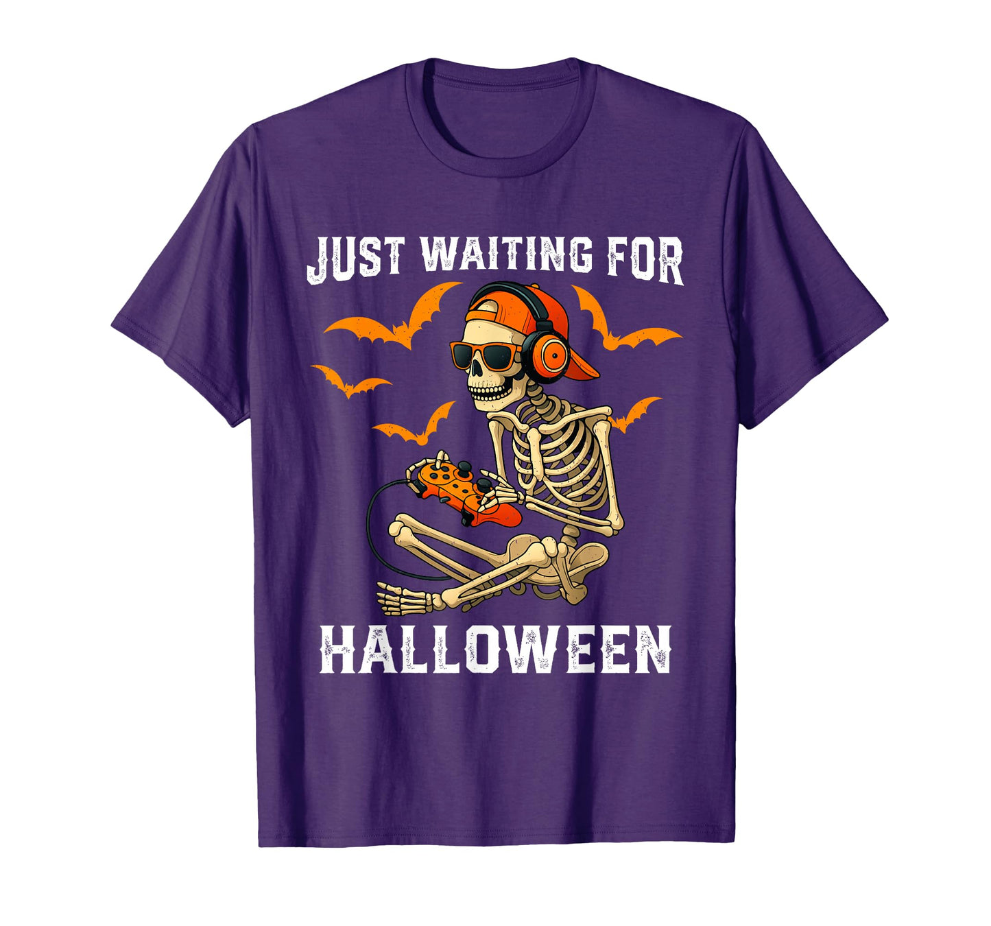 Funny Skeleton Just Waiting for Halloween Gamer T-Shirt