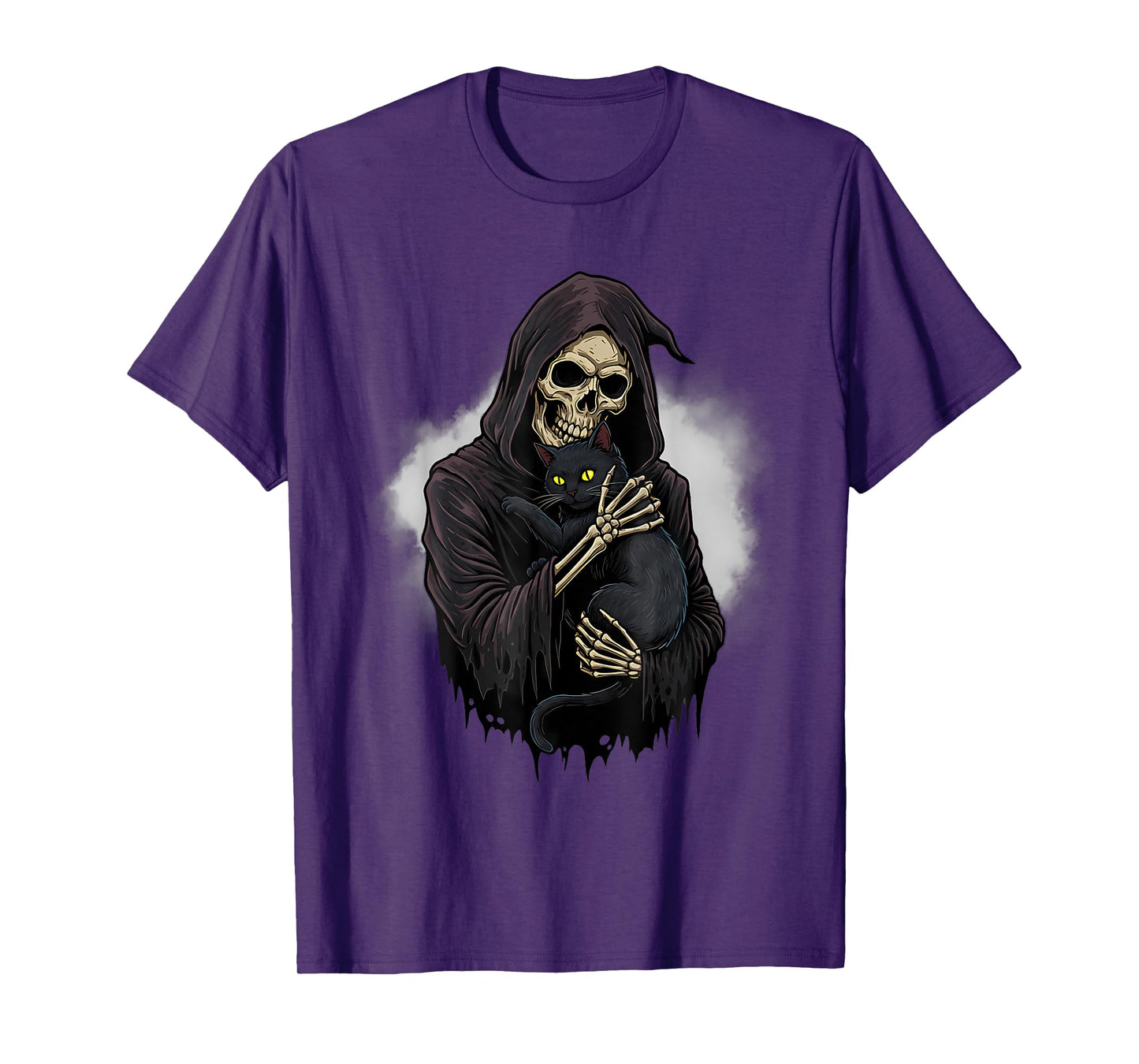 Funny Skeleton Hugging Cat Halloween Cat Lover Cat Mom Dad T-Shirt