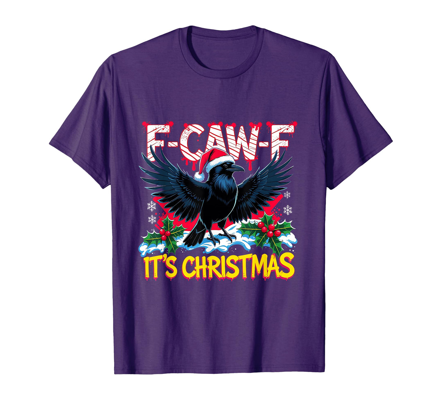 F-Caw-F It’s Christmas Funny Raven Holiday Lights Tee T-Shirt