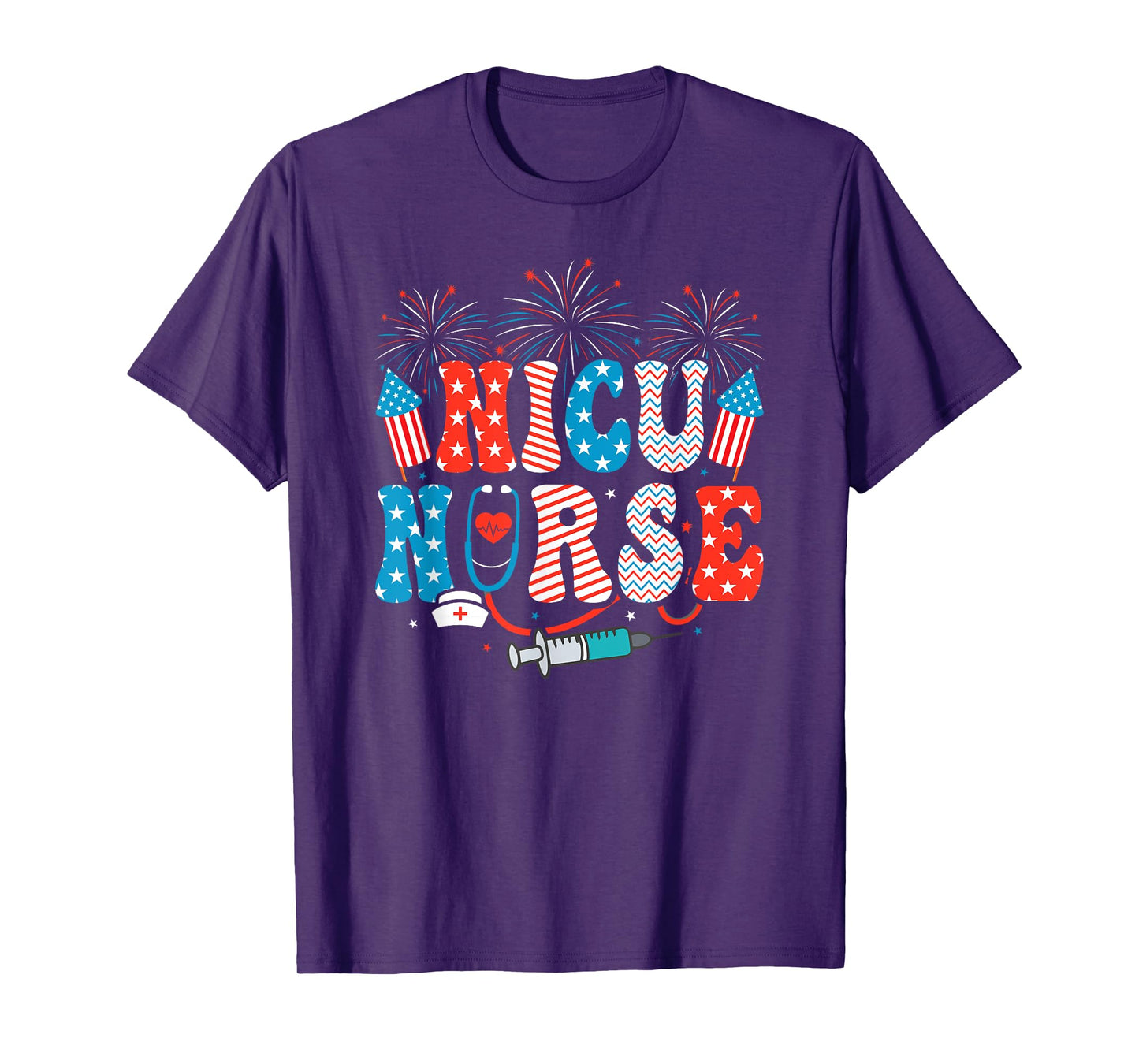 NICU Nurse 4th Of July American Flag Patriotic Nicu Nurse T-Shirt