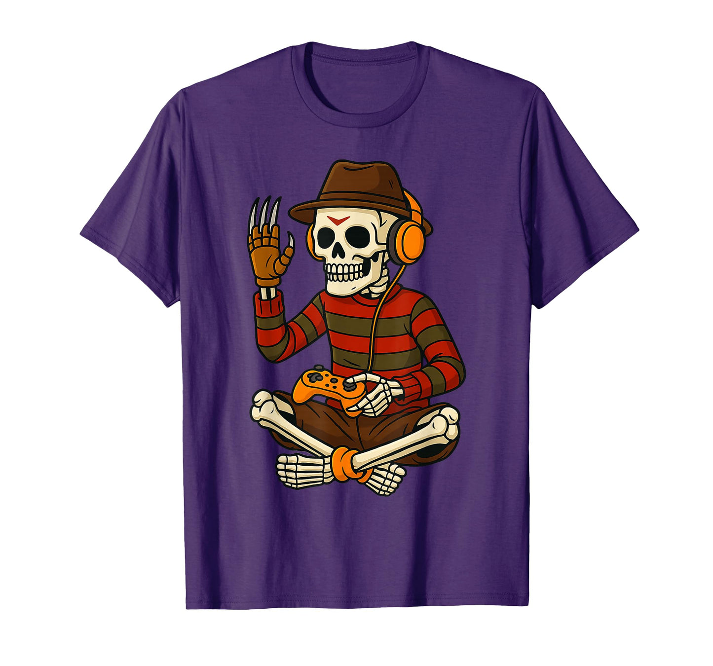 Halloween Skeleton Gamer Video Gaming Funny Skeleton Gaming T-Shirt