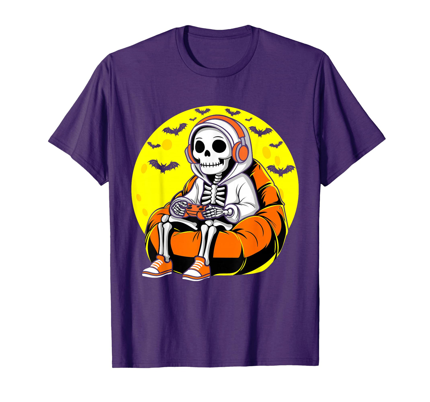 Funny Halloween Skeleton Gamer Video Gaming Graphic Design T-Shirt