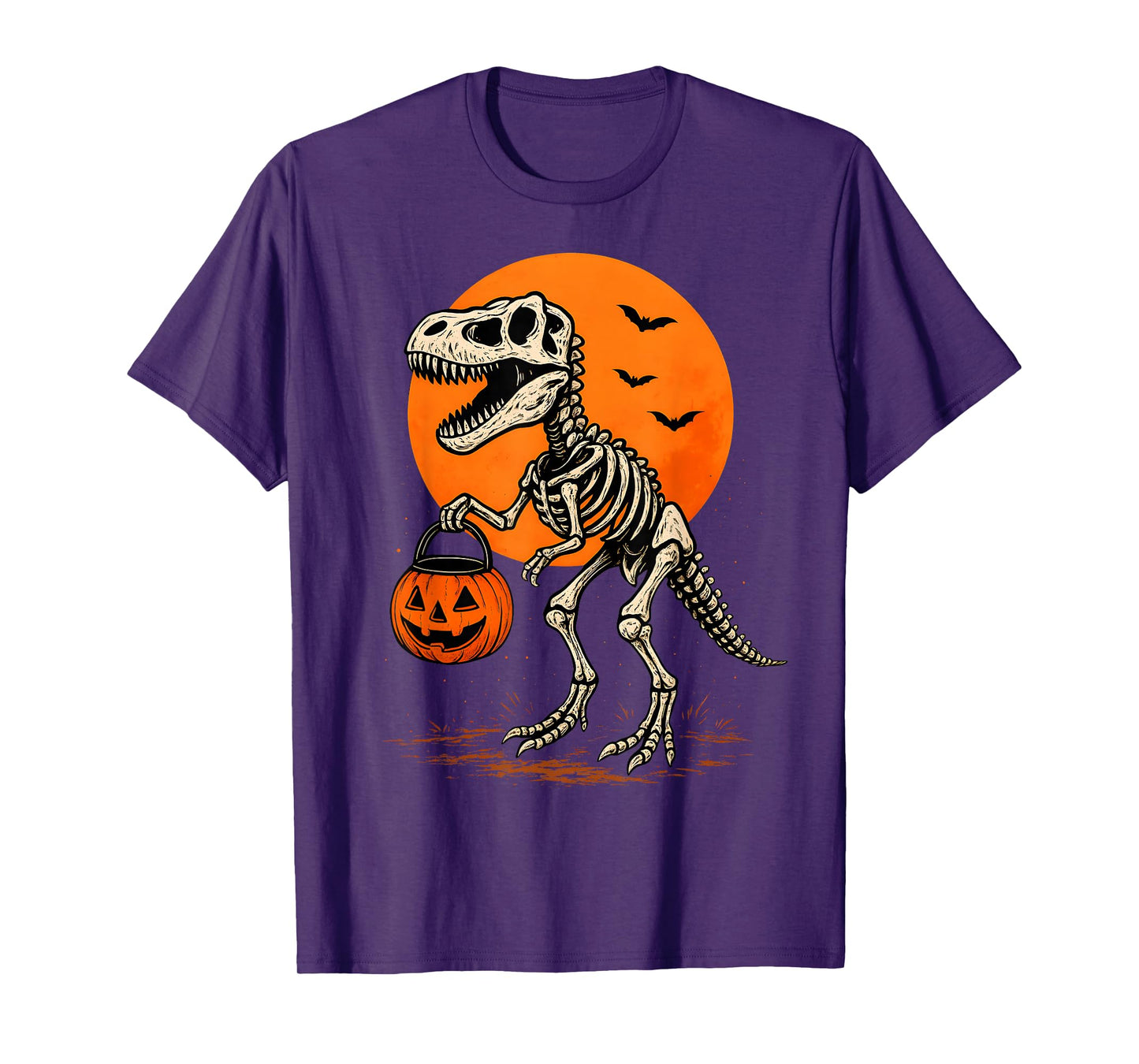 Spooky Saurus T Rex Skeleton Dinosaur Halloween Art T-Shirt