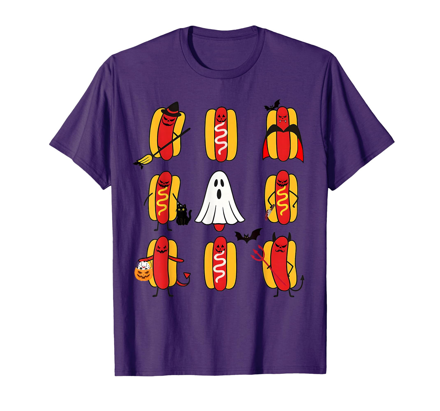 Hot Dogs Cosplay Wicth Boo Ghosts Food Halloween Costumes T-Shirt