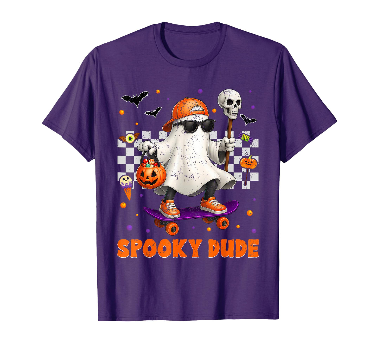 Groovy Boo Skateboard Spooky Dude Halloween Boys Toddlers T-Shirt