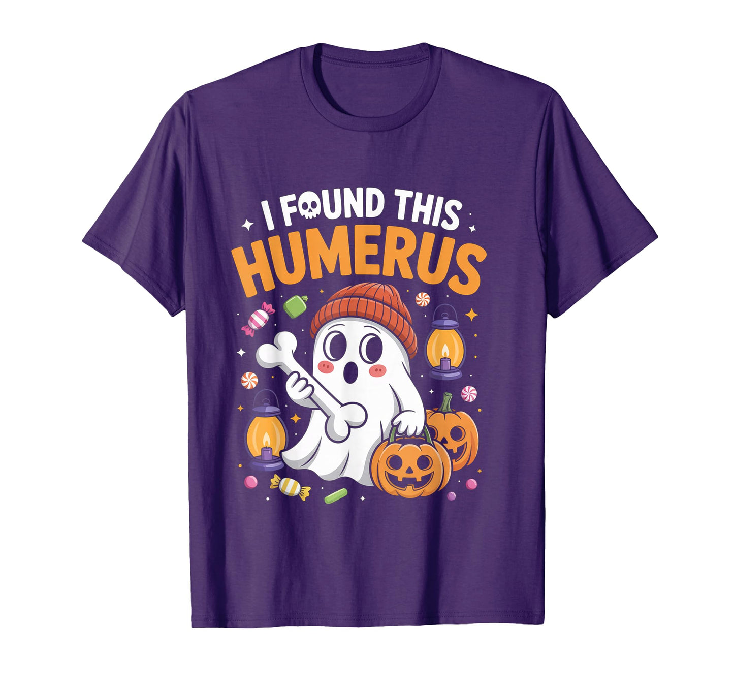 Ghost I Found This Humerus Funny Halloween Skeleton Women T-Shirt