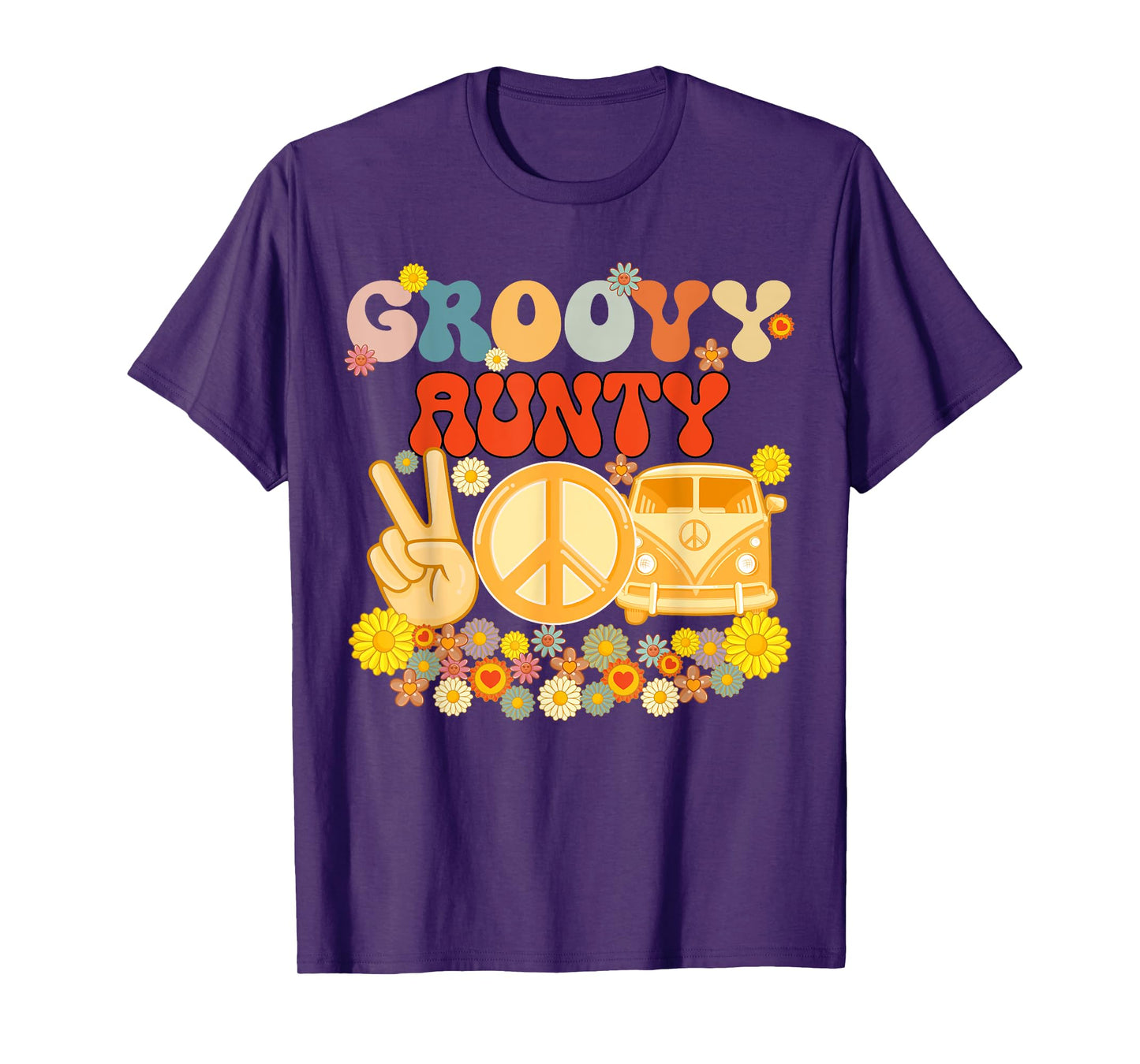 Groovy Aunty Retro Matching Family Baby Shower Mother's Day T-Shirt